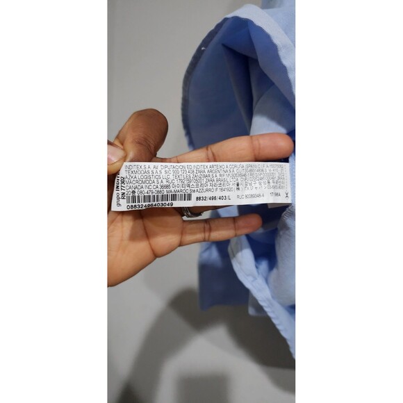 ZARA WOMAN OVERSIZED SATIN EFFECT POPLIN BUTTON DOWN SHIRT BLUE L - Picture 11 of 13